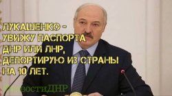 Лукашенко - увижу паспорта ДНР или ЛНР, депортирую из страны на 10 лет.