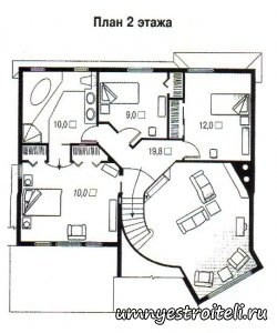 План дома двухэтажного с парадной лестницей.