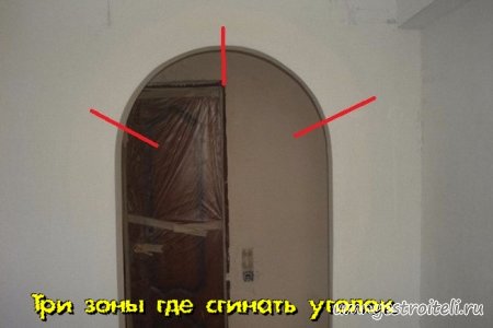 Три места где нужно согнуть уголок в обычной арке
