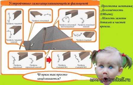 Фальцевая самозащелкивающаяся кровля.