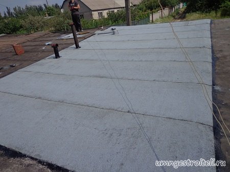 Кровля гаража рубероидом - общий вид