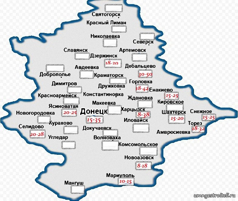 Карта украины донецкая область на русском