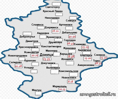 Карта подземных вод Донецкой области (ДНР)