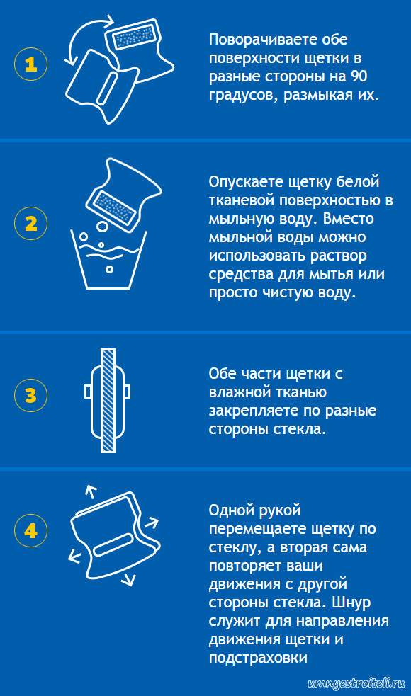 Магнитная щётка для мытья окон - Window Wizard, glass wiper