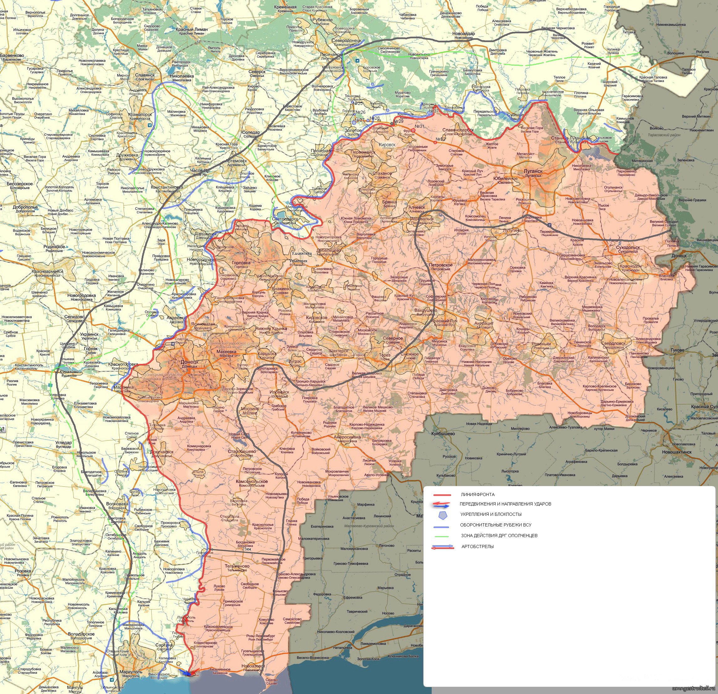 Карта ДНР и ЛНР сегодня - Новороссии. Свежак.