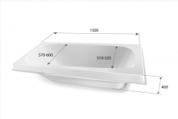 Вкладыш в чугунную ванную  1,5 м длинною и 40 см глубиною форма эллипс