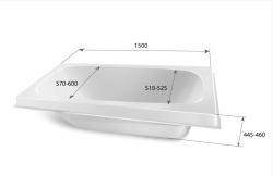 Вкладыш под чугунную ванную 1,5м эллипс глубина 45