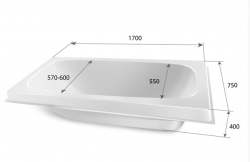 Вкладыш в чугунную ванную эллипсной формы длинной 1,7 глубиною 40 см