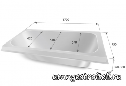 Вкладыш в стальную ванную длинною 1,7 метра
