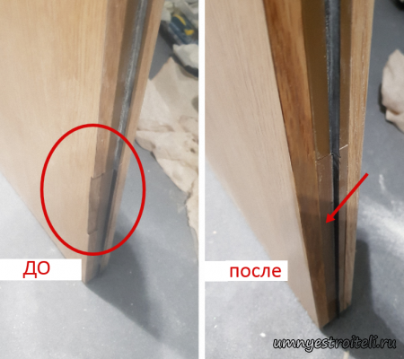 Реставрация дверей  - заделка пропила под навесы