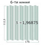 размеры листа шифера на 6 волн