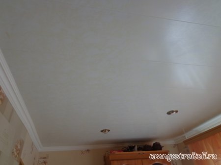 Потолок на кухне из пластика