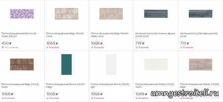 Плитка настенная для ванной и кухни