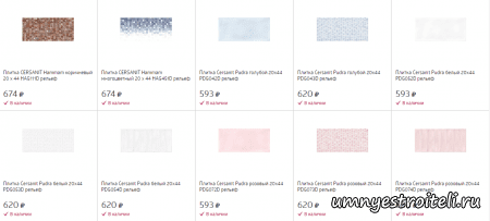 Плитка для стен в Галактике Донецк. Цена средняя