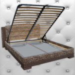 Кровать в мягкой обивке Лаура серого цвета с подъёмным механизмом