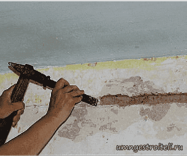 Устройство штробы зубилом и молотков