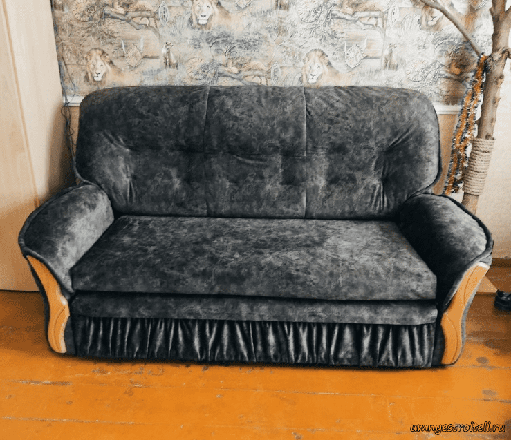 Перетяжка двухместного дивана в микровелюр сиеста