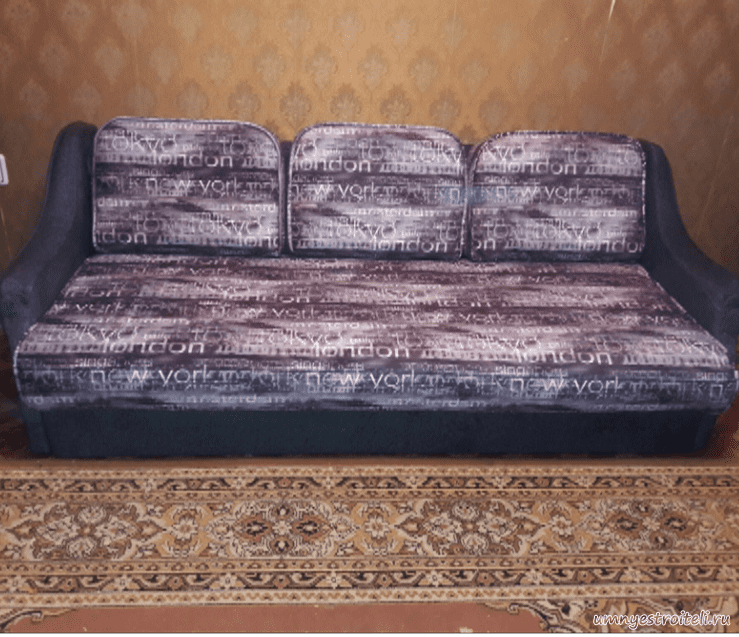 Перетяжка дивана на три посадочных места в велюр