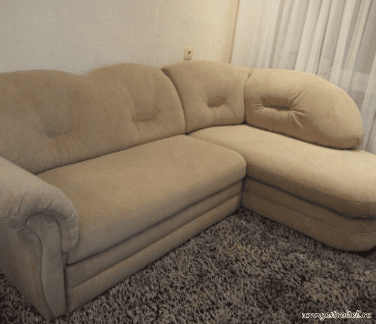 Перетяжка дивана на шесть посадочных мест в искусственный замша