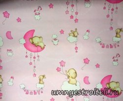 Обои для новорождённых, девчачьи, на розовом фоне слоны, зайцы пони