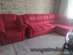 Цена перетяжки углового дивана на пять посадочных мест с креслом ориентировочно 60 000