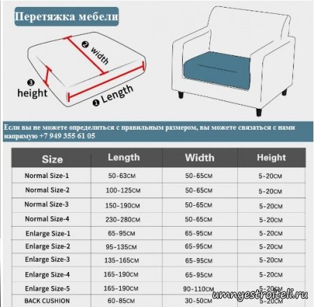 Типоразмеры чехлов на диван артикул #1