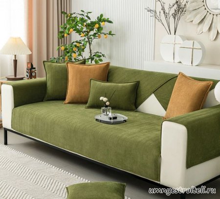 Универсальный нескользящий чехол из  ткани синель артикул 5