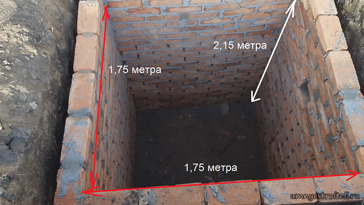 Приёмная яма под туалет из кирпича