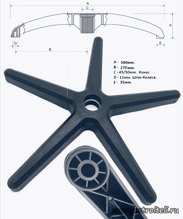 Крестовина для офисного кресла д 560мм артикул 2