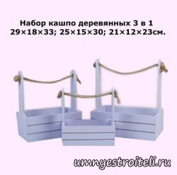 Набор кашпо 3 в 1 29×18×33; 25×15×30; 21×12×23