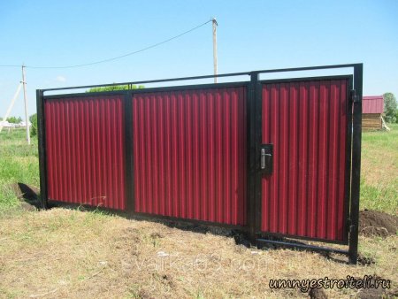 Распашные ворота с калиткой для дома и дачи